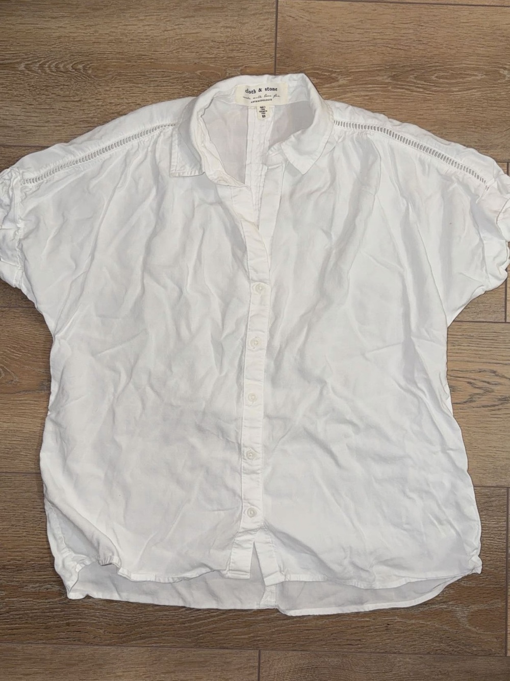 Cloth & Stone Anthropologie White Button Down Shirt Blouse XS